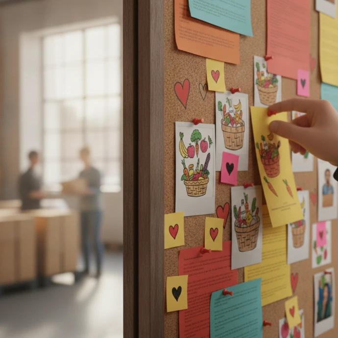 AI Generated Community Food Bank Notice Board - No Faces