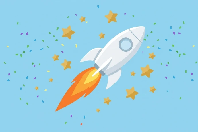 AI Generated Simplified Launch Celebration Illustration